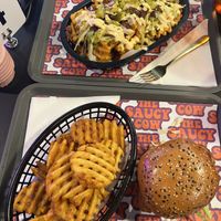 Mac Daddy Fries and chicken sandwich   at The Saucy Cow in Dublin