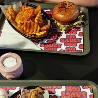 Their waffle fries are the best, the seasoning omg 🥰 at The Saucy Cow in Dublin