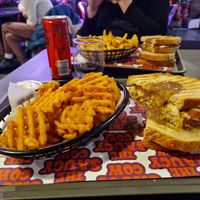 Christmas Sambo and waffle fries 😋 at The Saucy Cow in Dublin