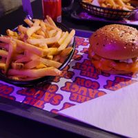 Chips and burger at The Saucy Cow in Dublin