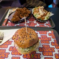Excellent Caesar salad and chikin burger at The Saucy Cow in Dublin