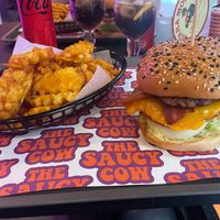 The Classic and waffle fries at The Saucy Cow in Dublin