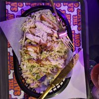 Caesar salad with southern fried "chicken", vegan parmesan, lettuce and caesar dressing. at The Saucy Cow in Dublin