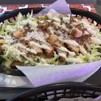 The vegan salad with the vegan bacon - up close  at The Saucy Cow in Dublin