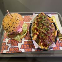 The secret saucy burger and Xmas loaded fries  at The Saucy Cow in Dublin