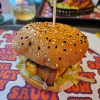 Classic Burger from the brunch menu (it doesn't come with fries but the hash browns are a great side!) at The Saucy Cow in Dublin