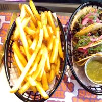 Skin on fries and tacos (new) at The Saucy Cow in Dublin