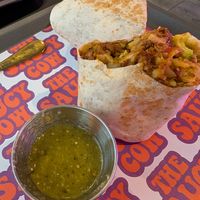 Yummy salsa. It enhanced the burrito but honestly the burrito didn't need anything ...so flavorful! at The Saucy Cow in Dublin