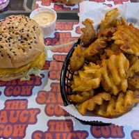 Big WAP and waffle fries at The Saucy Cow in Dublin