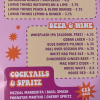New drinks menu as of September 2025 at The Saucy Cow in Dublin