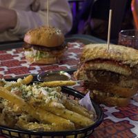 Parmesan fries, holiday sandwich and classic burger w pickles instead of tomatoes 👏🏽  at The Saucy Cow in Dublin