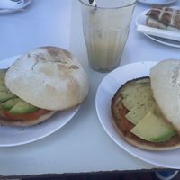 Avocado on Tostado y tomato  at Great Day Coffee in Rota