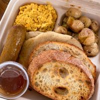 Bees knees with pancakes, tofu scramble, sausage and potatoes   at Operation Sunshine - Maybe closed in Vancouver