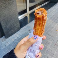 Chocolate churro at Xurreria Trebol in Barcelona