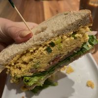 Vegan Egg Sandwich, delicious!  at Ayla's Bagel & Coffee in Woodbury