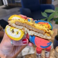 Vegan Trifecta sandwich w/hash brown  at Ayla's Bagel & Coffee in Woodbury