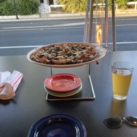 Mushroom pizza w vegan cheese   at Il Fuoco Pizza in Sonoma