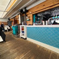 Interior bar and open kitchen at Southsea Beach Cafe in Southsea