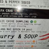 Vegan menu options. (VE) at Kinn Thai in Mill Park