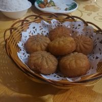 Pumpkin buns, crunchy on outside, gooey inside...yummy! at Beijing Zheng Long Zhai in Beijing