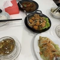 Bean Sprouts with Olive Vegetables, Fish Masala, Tom Yam Chicken   at Bodhi Tree Vegetarian Cafe - 菩提树 in Penang