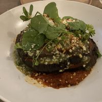 Hoofdgerecht met aubergine en vegan mozzarella   at Lento in Antwerpen