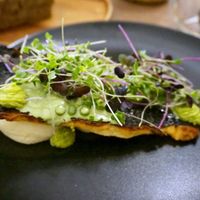 Mashed potatoes with tofu and nori, pea cream (November 2022 menu) at Lento in Antwerpen