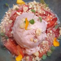 Strawberry ice dessert at Lento in Antwerpen