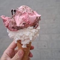 Dark raspberry and banana at Eiscafe Da Sandro in Freising