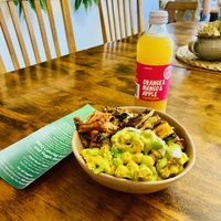 Chick pea and turmeric salad with vegetarian dairy free lasagne and eggplant pene pasta!   at Wild Pear Kitchen in New Plymouth