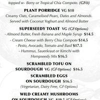 Breakfast menu at Wild Pear Kitchen in New Plymouth