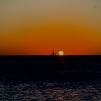 Sunset on Palm Beach  at Hadicurari in Noord