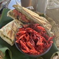 Veggie panini came with a nice slaw   at Hostal Mano a Mano in Las Penitas