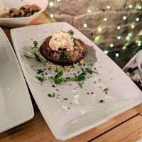 MOUNT MUSHROOM - Asian style couscous topped with flat mushroom & caramelised shallot cream cheese. at Brooks in Ilkley