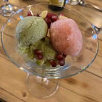 Watermelon and avocado flavoured sorbets. Other flavours available too   at Brooks in Ilkley