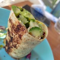 Wrap de falafel con aguacate y verduras (la primera mitad ya nos la habíamos comido antes de hacer la foto...) at Pure Kitchen in Cumbre Del Sol