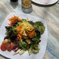 Vegan salad with artichoke tempeh   at Tito's in Mojacar