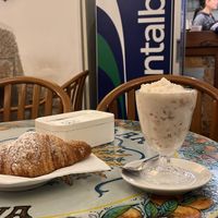 croissant and almond granite  at Bam Bar in Taormina