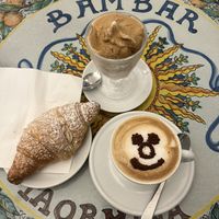 Coffee and Almond Granita, vegan croissant, soya cappuccino   at Bam Bar in Taormina