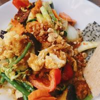 a spicy dish with coconut milk sauce and lots of veggies   at Vegan 1983 in Erfurt