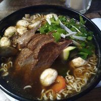 Soup with vegan duck at Vegan 1983 in Erfurt