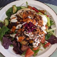 Bhajia and salad (GF) at Root in Hythe