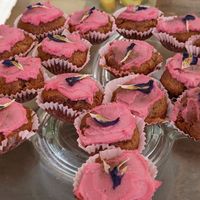 Little spiced carrot cakes being given out to celebrate their third birthday at Root in Hythe