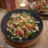 Strawberry, avo and courgette salad at VIBE Plant Based Cafe & Restaurant in Douglas