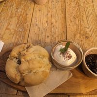 Scone with cream at VIBE Plant Based Cafe & Restaurant in Douglas