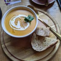 Corn & leek soup  at VIBE Plant Based Cafe & Restaurant in Douglas