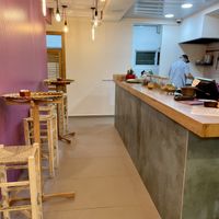 Indoor seating  at Knaftea in Jerusalem