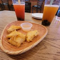 Coconut tofu appetizer- no coconut flavor at all. Kind of expected it to be like fried coconut shrimp batter?? at My Thai Vegan & Boba in Frisco
