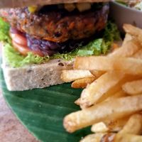 Vegetarian burger made vegan at Pacifico in Coron