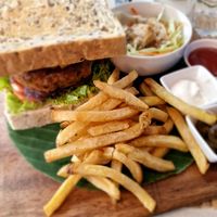 Vegetarian burger made vegan at Pacifico in Coron